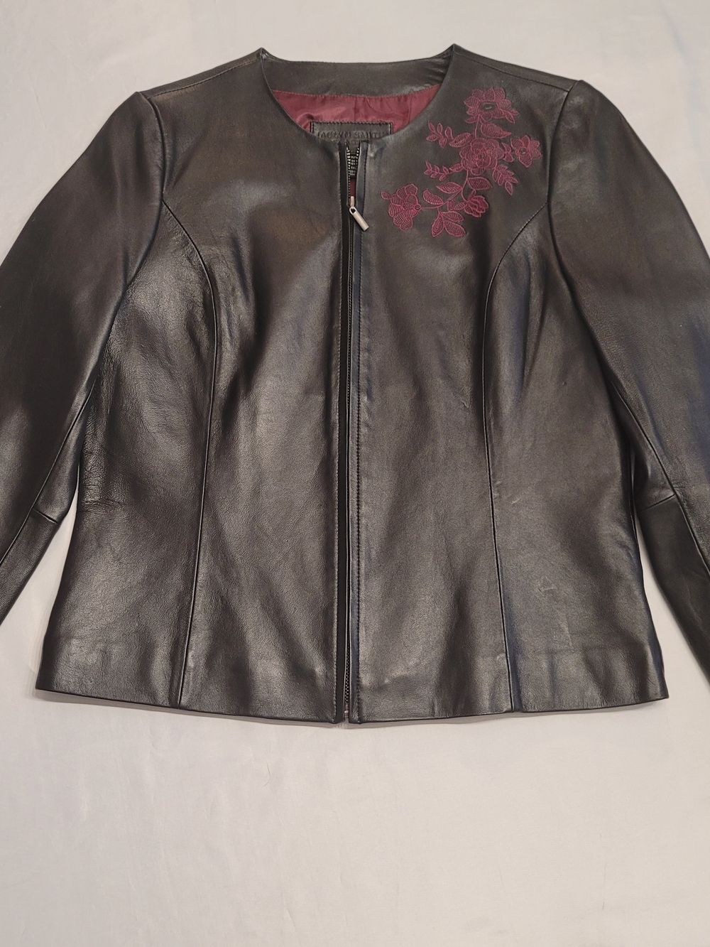 Jaclyn Smith Genuine Leather Embroidered Jacket M